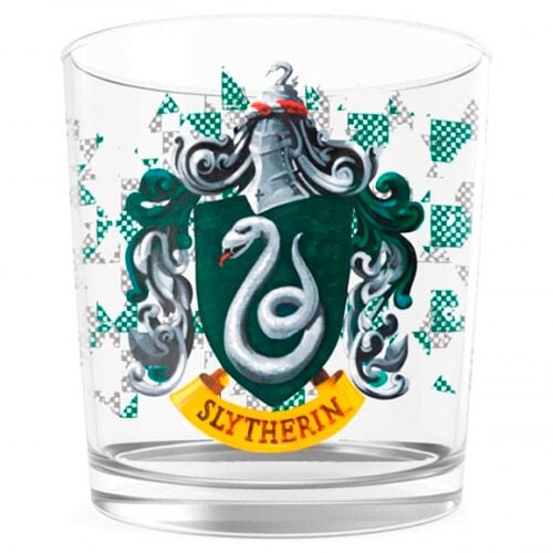 Vaso de cristal de Harry Potter con escudo y serpiente de Slytherin