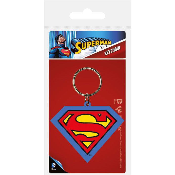 Llavero de Superman DC Comics con escudo rojo, azul y amarillo