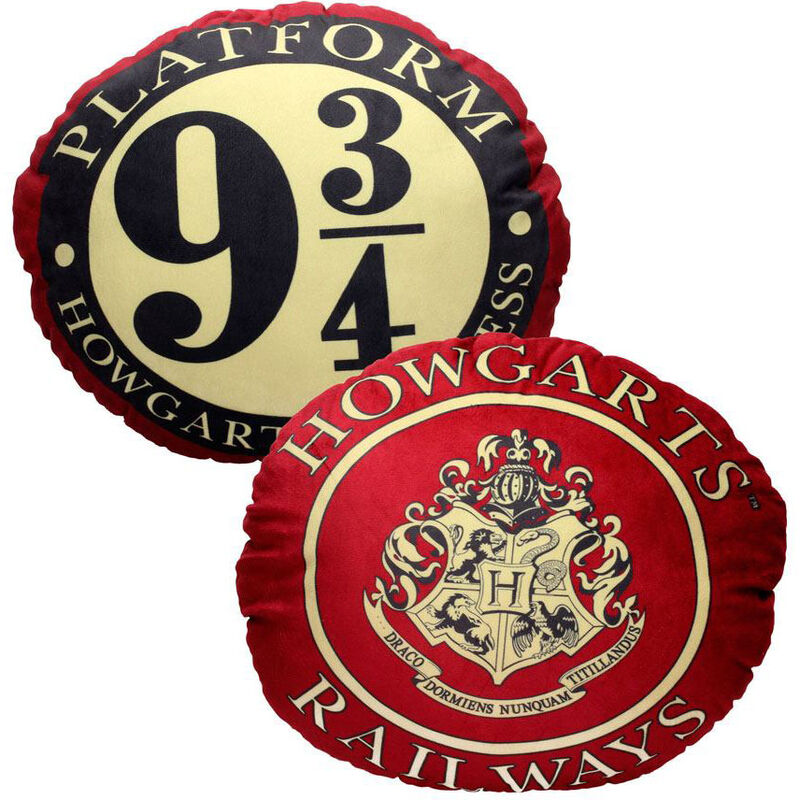 Cojín redondo Harry Potter 9 3/4 con diseño de Hogwarts