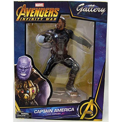 Estatua de Capitán América Marvel con escudos Wakandan sobre base personalizada - 3