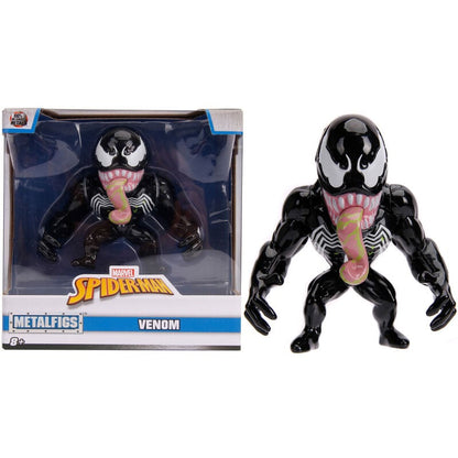 Figura Metalfigs de Venom Marvel de color negro con lengua sobresaliente