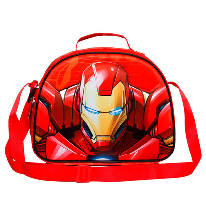 Bolsa portameriendas roja 3D de Iron Man con correa