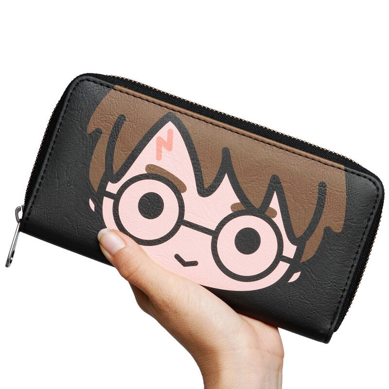 Billetero negro Chibi Harry Potter con cremallera - 4