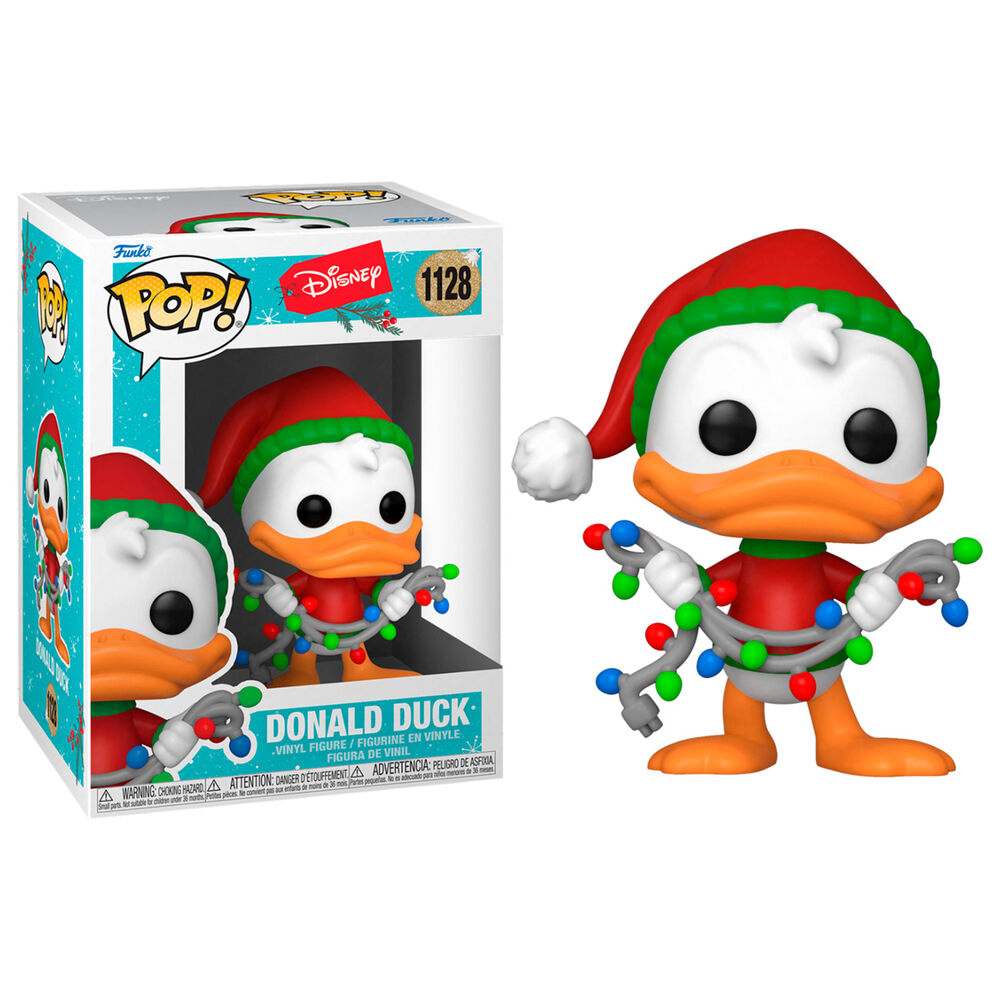Figura Funko POP! de Donald Duck con gorro navideño y luces de colores