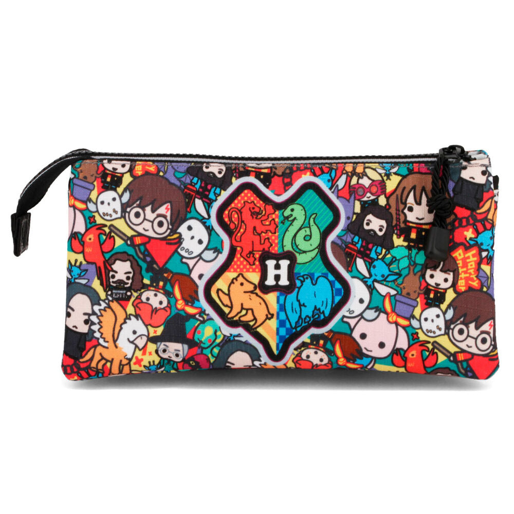 Portatodo triple Harry Potter multicolor con emblema de Hogwarts - 2