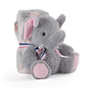 Peluche de elefante gris Allie con manta suave y lazo de rayas