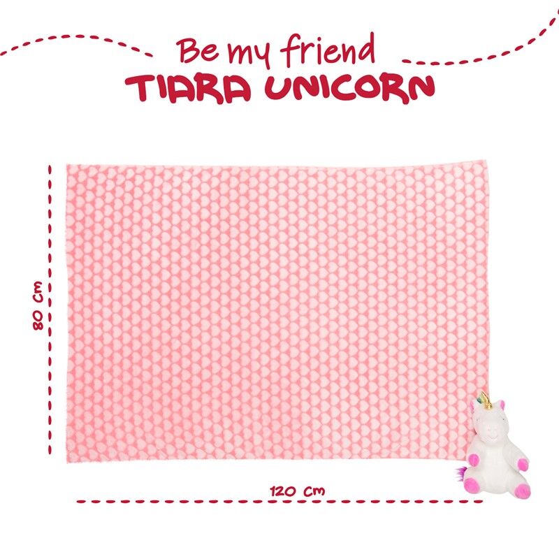 Peluche unicornio PERLETTI con manta rosa de corazones - 4