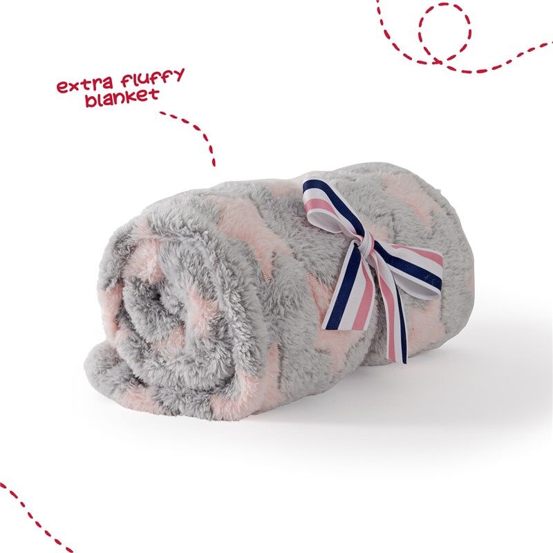 Peluche de elefante gris Allie con manta suave y lazo de rayas - 5