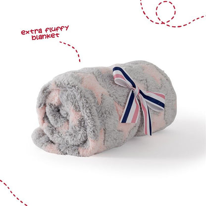 Peluche de elefante gris Allie con manta suave y lazo de rayas - 5