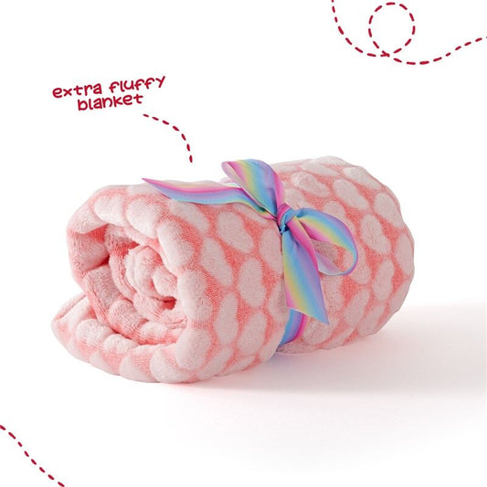 Peluche unicornio PERLETTI con manta rosa de corazones - 5