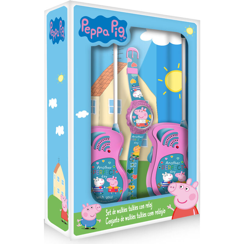 Set Peppa Pig con reloj digital y dos walkie talkies rosas