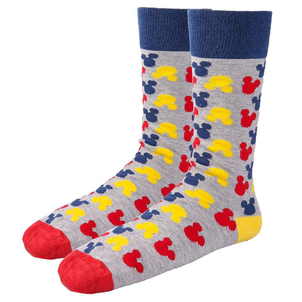 Set de tres pares de calcetines Mickey Disney en gris, azul marino y blanco - 2