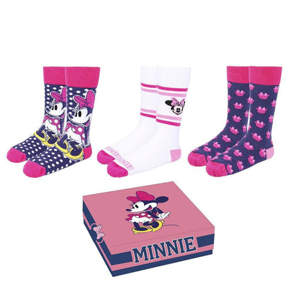 Set de tres pares de calcetines Minnie Disney en azul marino, blanco y rosa
