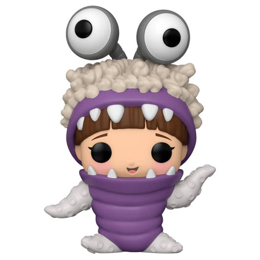 Figura Funko POP! de Boo de Monsters Inc con capucha morada