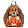 Mochila Loungefly de Tod y Toby Disney en marrón y naranja
