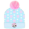 Gorro azul de Minnie Disney con pompón rosa y copos de nieve
