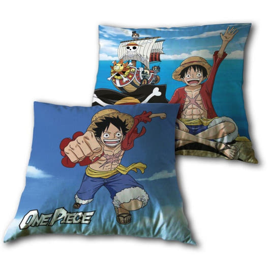 Cojín de One Piece con Luffy y el barco de la tripulación