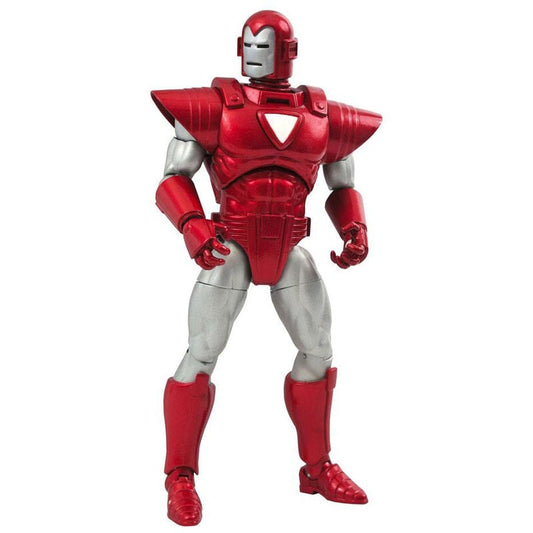 Figura articulada de Iron Man Silver Centurion en rojo y plateado