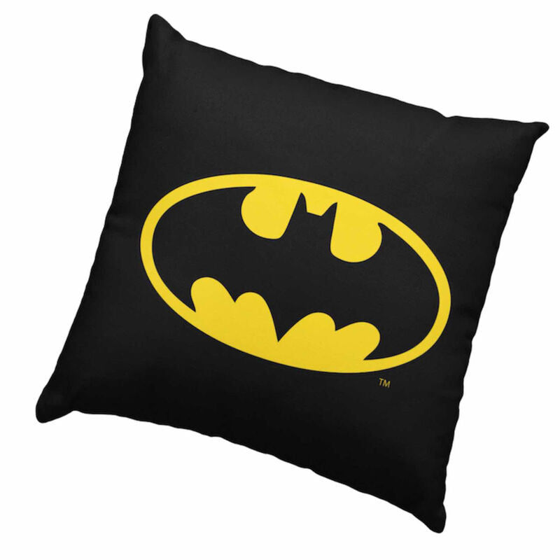 Cojín negro de Batman DC Comics con logo amarillo