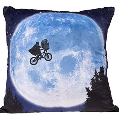 Cojín de E.T. El Extraterrestre con luna llena y bicicleta voladora