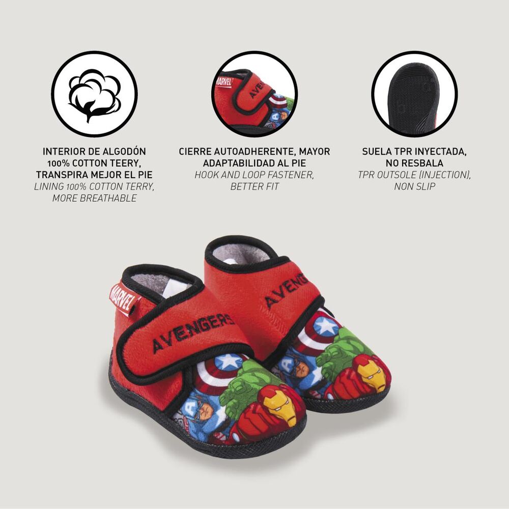 Pantuflas rojas CERDÁ de Los Vengadores con Capitán América, Hulk e Iron Man - 3