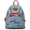 Mochila Loungefly de Chucky Good Guys en azul, rojo y verde