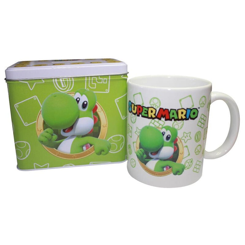 Set de taza blanca y hucha verde de Yoshi Super Mario Bros
