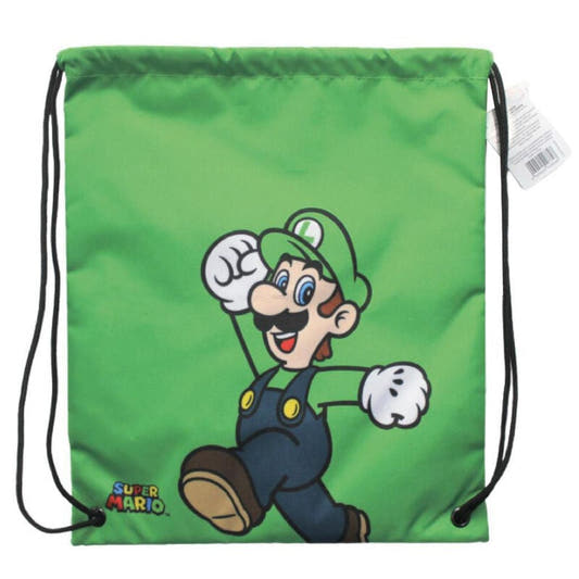 Saco verde de Luigi de Super Mario Bros con cordones