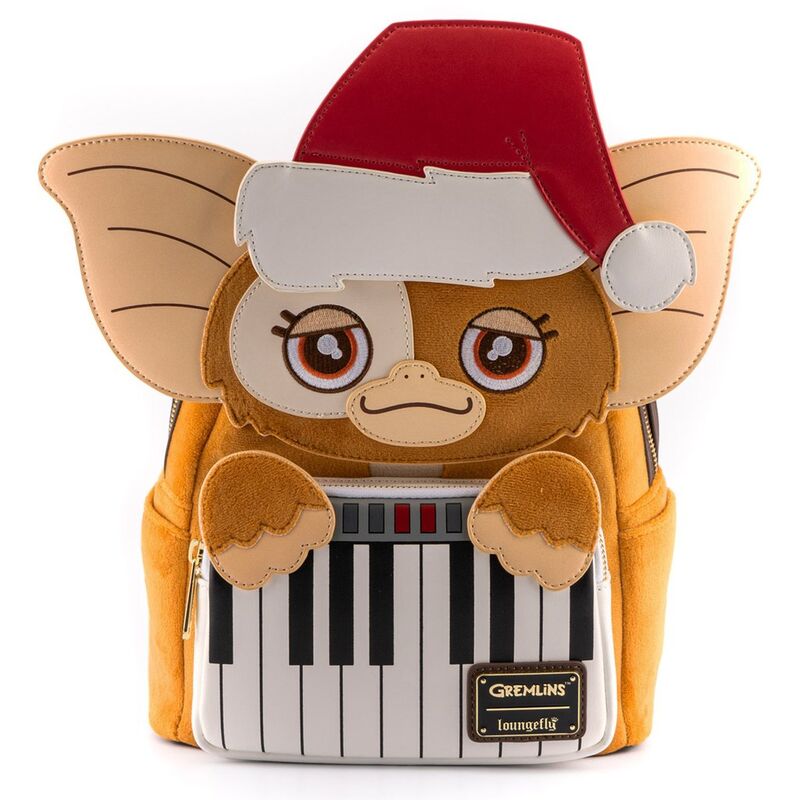 Mochila Loungefly de Gizmo de Gremlins con gorro navideño y teclado de piano