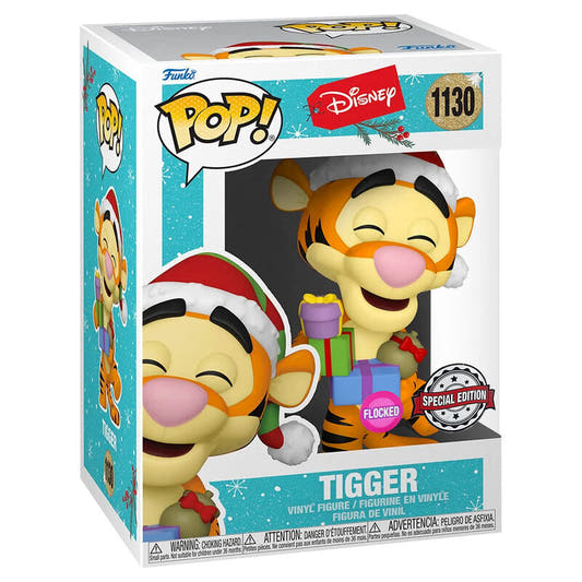 Figura Funko POP flocked de Tigger con gorro navideño y regalos - 3