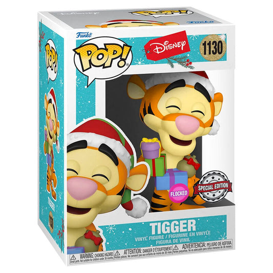 Figura Funko POP flocked de Tigger con gorro navideño y regalos - 3