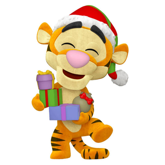 Figura Funko POP flocked de Tigger con gorro navideño y regalos