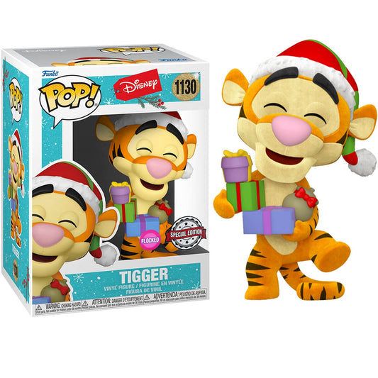 Figura Funko POP flocked de Tigger con gorro navideño y regalos - 2