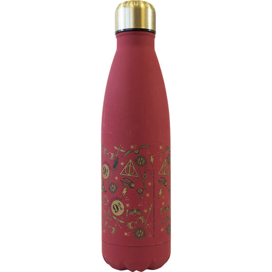 Botella roja de acero inoxidable Harry Potter de 500 ml con tapón dorado