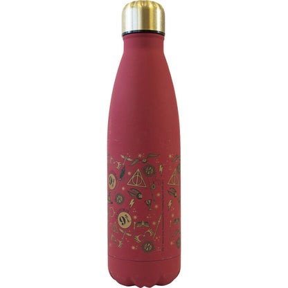Botella roja de acero inoxidable Harry Potter de 500 ml con tapón dorado