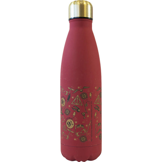 Botella roja de acero inoxidable Harry Potter de 500 ml con tapón dorado