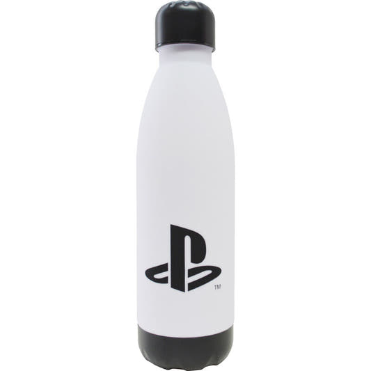 Botella PlayStation blanca de 650 ml con tapón negro