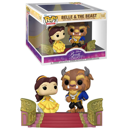 Figura Funko POP de Belle y la Bestia en una escalinata