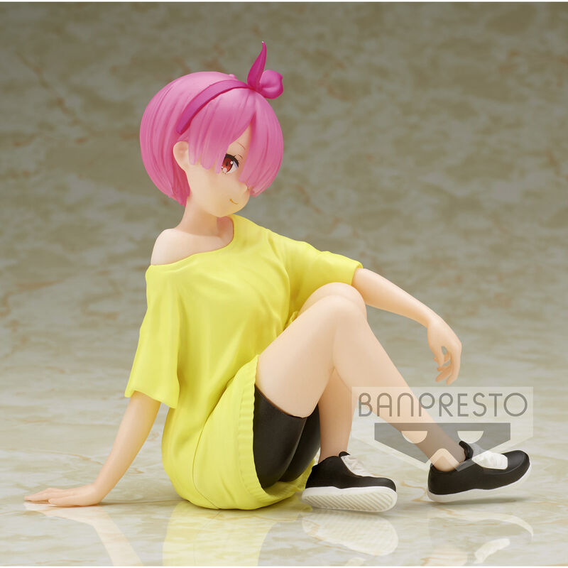 Figura de Ram de Re:Zero sentada con conjunto amarillo y negro - 2