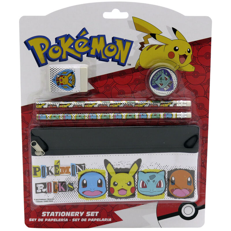Set de papelería Pokémon con portatodo, lápices, goma y sacapuntas