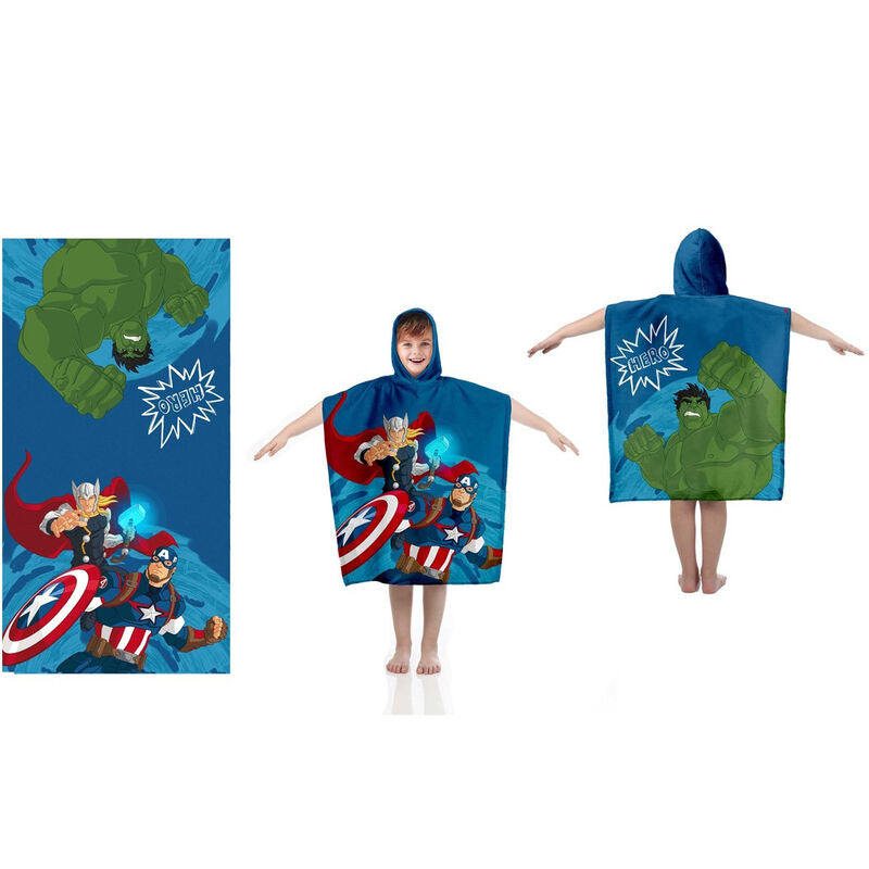 Poncho toalla Marvel Los Vengadores con Capitán América, Thor y Hulk