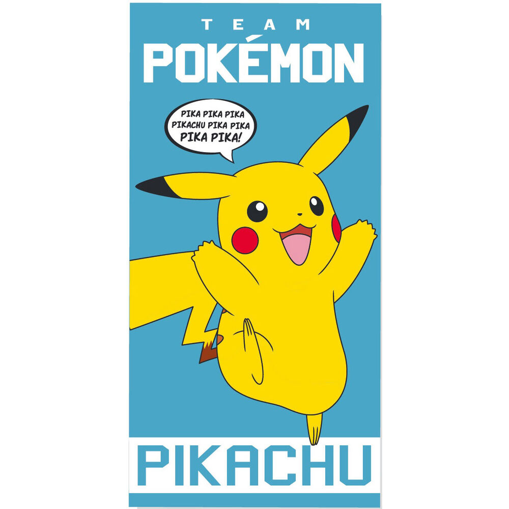 Toalla Pokémon de algodón con Pikachu sobre fondo azul