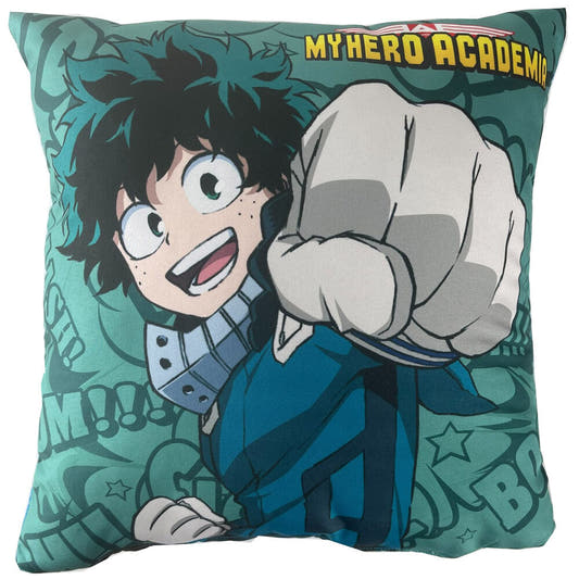 Cojín azul de My Hero Academia con personaje y logotipo - 2