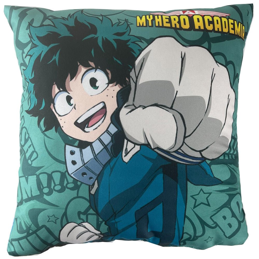 Cojín azul de My Hero Academia con personaje y logotipo - 2