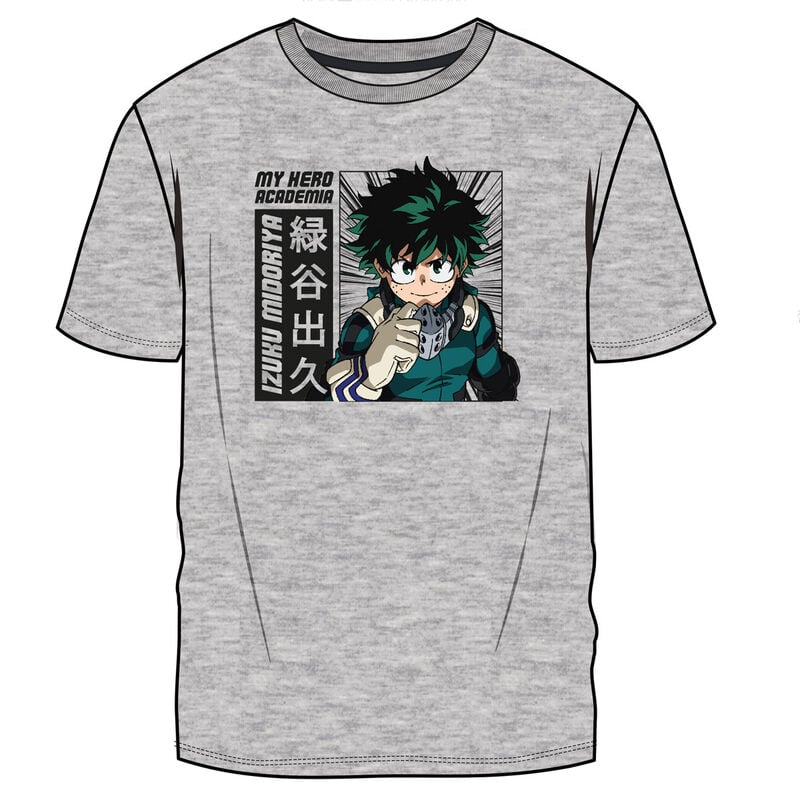 Camiseta gris de My Hero Academia con Izuku Midoriya