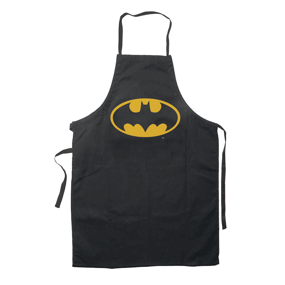 Delantal negro Batman con logo amarillo de DC Comics