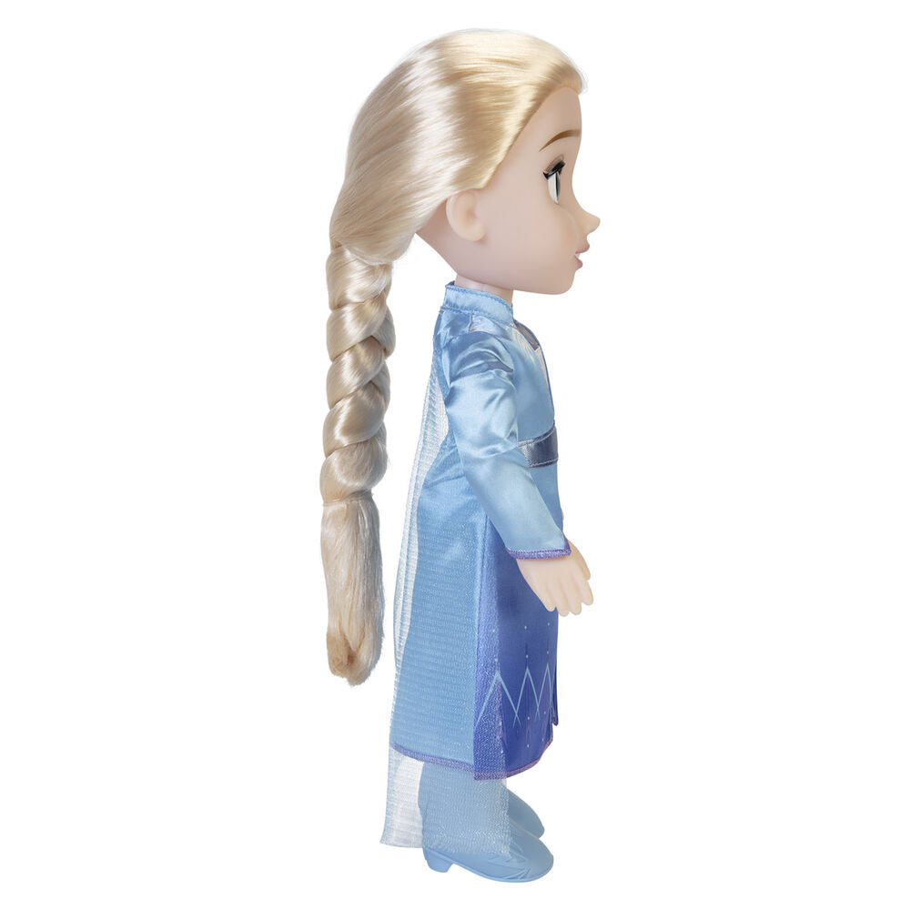 Muñeca Elsa de Frozen II con vestido azul y trenza rubia - 4