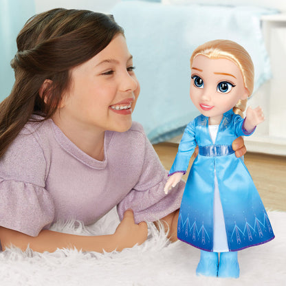 Muñeca Elsa de Frozen II con vestido azul y trenza rubia - 5