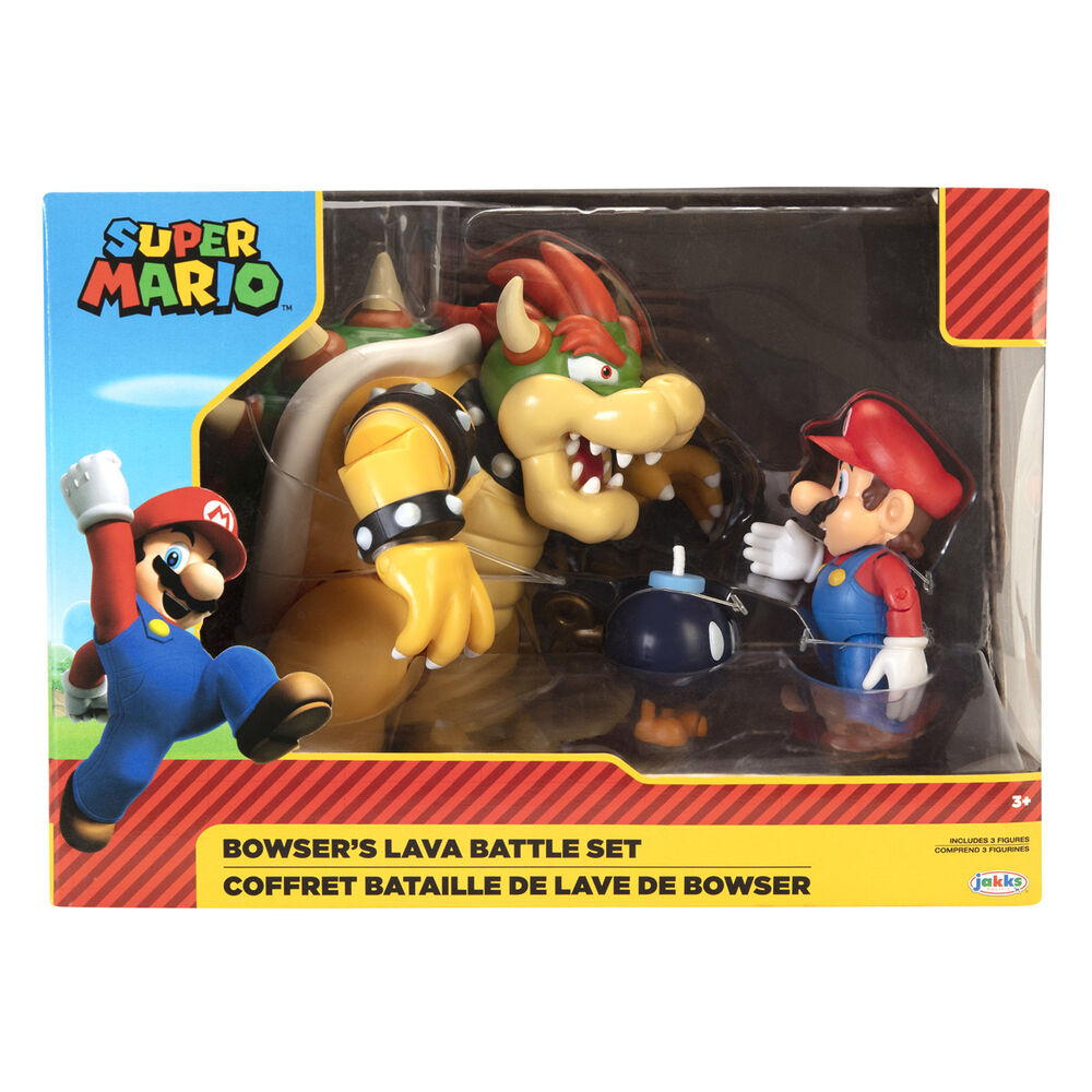 Set de figuras Super Mario con Mario, Bowser y Bomba Bob-omb