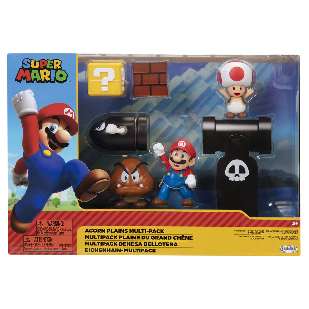 Blister diorama clásico de Super Mario con Mario, Toad y Goomba